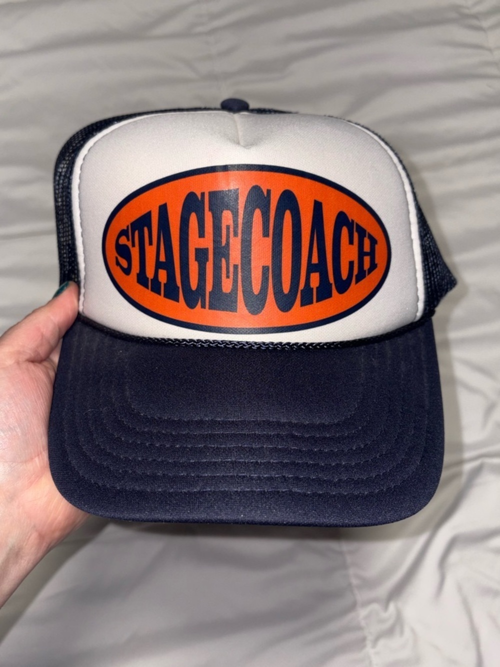 Stagecoach Trucker Hat vintage style new nwt blue navy orange logo
